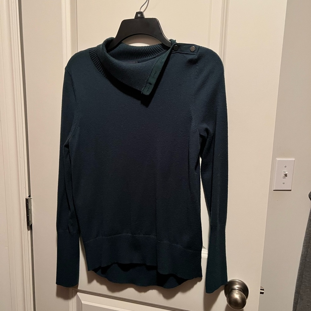 Split neck green sweater